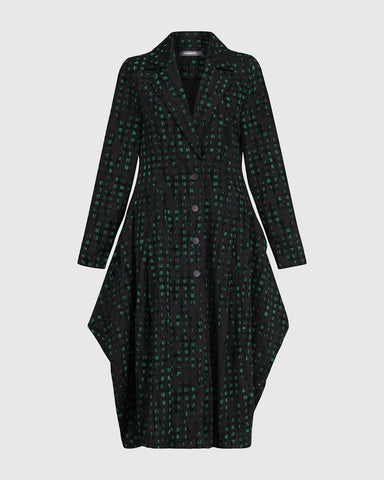 ALEMBIKA DRAMATIC WINTER WEIGHT COAT DRESS IN KELLY GREEN  AND BLACK