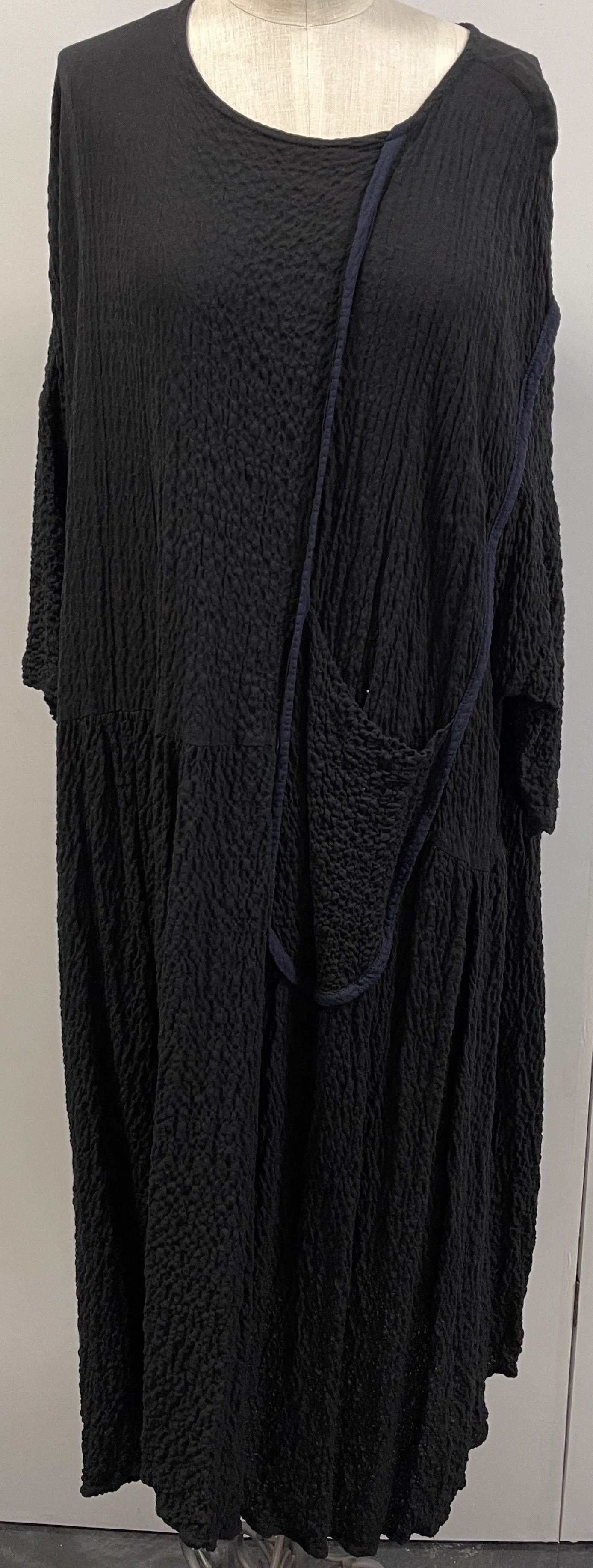 KEDEM BLACK DRESS WITH NAVY TRIM