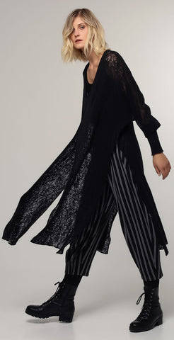 OZAI BLACK TUNIC OVER STRIPED PANTS SET